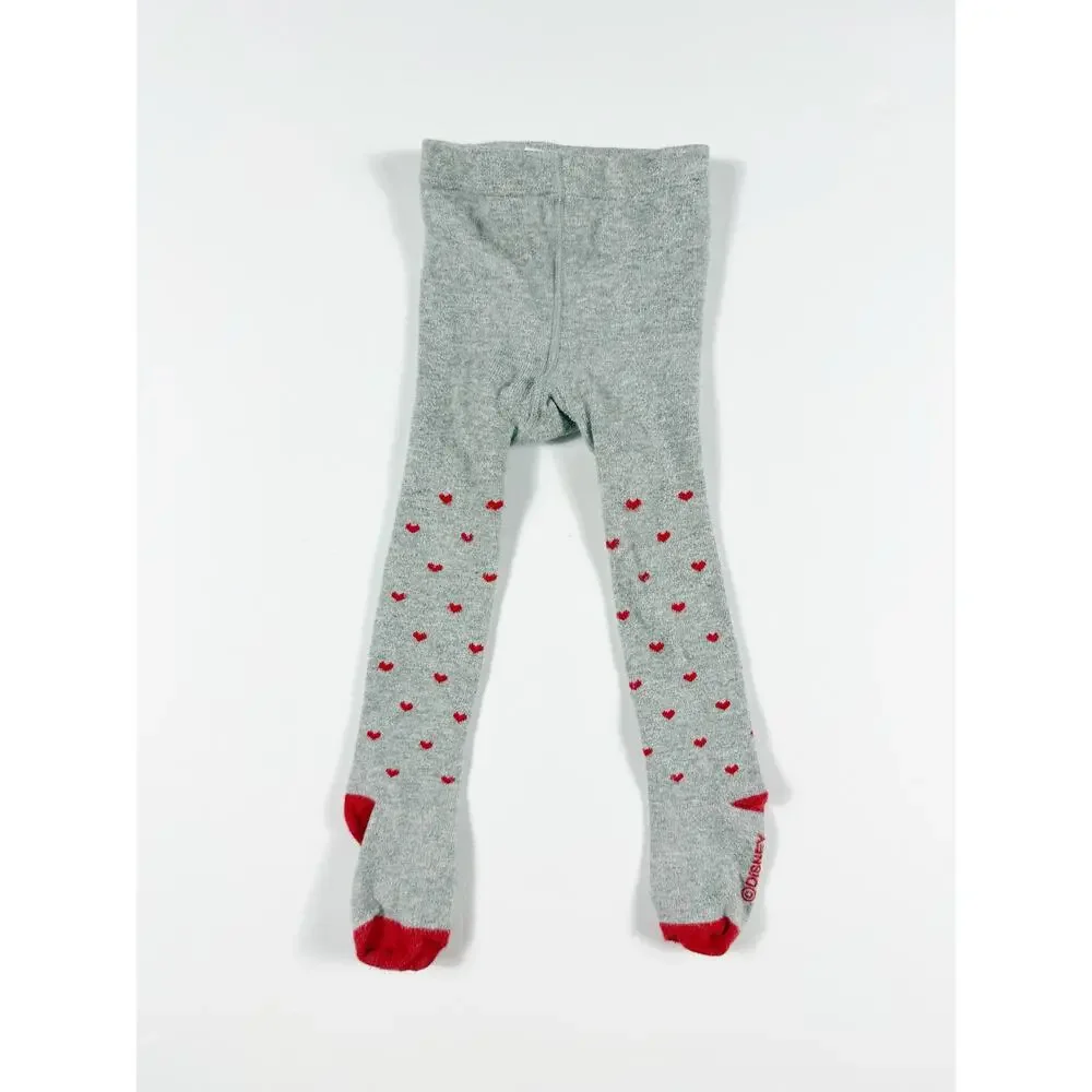 Gap Disney Minnie Mouse Heart Print Tights Gray Red Size 12–24 Months